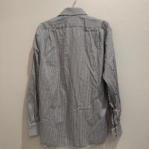 Peter Millar Shirt Mens Size Large Shirt Black Striped Button Down Cotton - Picture 5 of 5